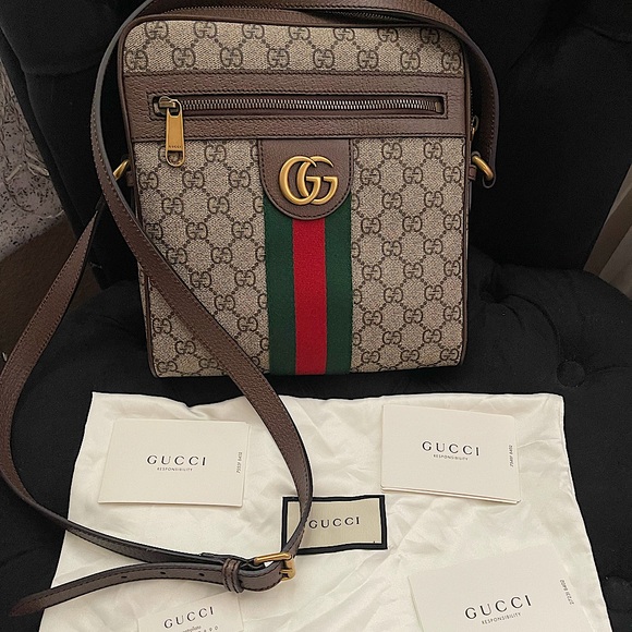 NEW 💯AUTHENTIC Gucci OPHIDIA GG SMALL MESSENGER BAG🤎❤️💚 - Picture 5 of 15